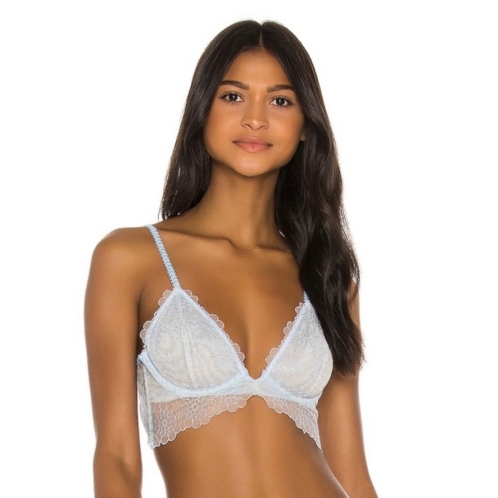 2 Piece Free People S Bralette Bundle Lot Blue Lace Longline Bra Lingerie NWT - Picture 10 of 12